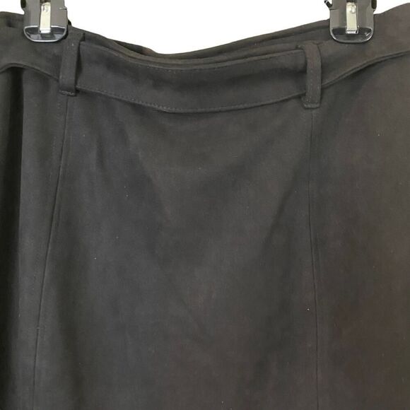 Haute Monde Faux Suede Dark Brown Belted Mini Skirt - Size XL - Picture 6 of 9